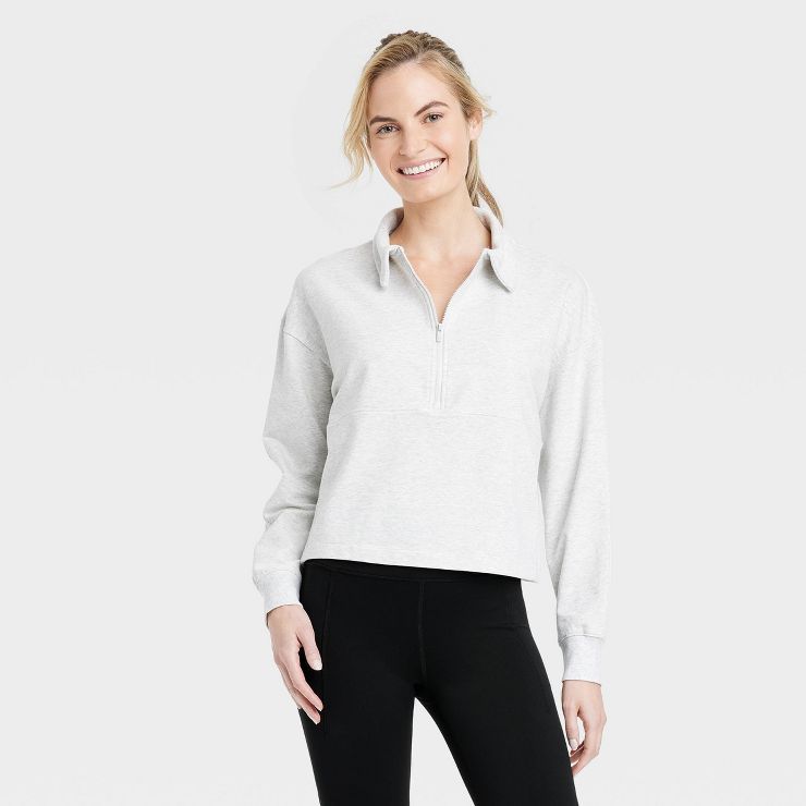 Women's French Terry Polo Sweatshirt - All in Motion™ | Target