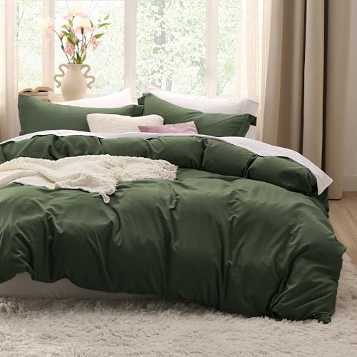 Bedsure Olive Green Duvet Cover King Size - 3 Pieces Prewashed Extra Soft Bedding Set, Includes 1... | Amazon (US)
