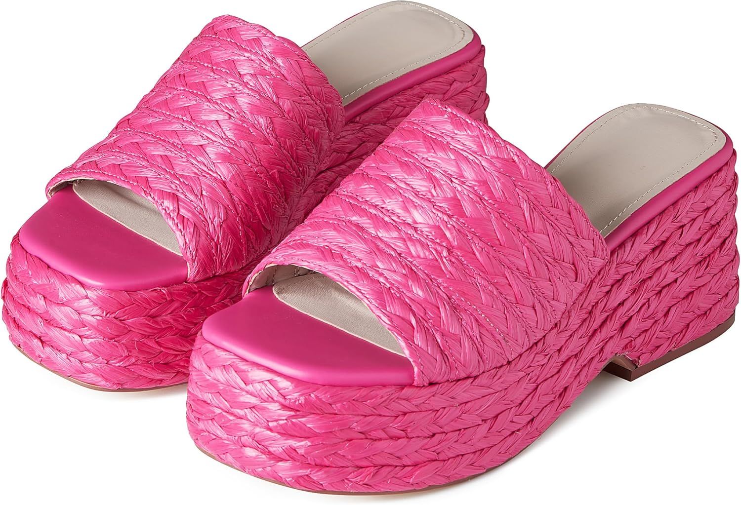EQAUDES Platform Slip on Espadrille Sandals for Women Wedges Slides Bohemia Sandals Flatform Open... | Amazon (US)