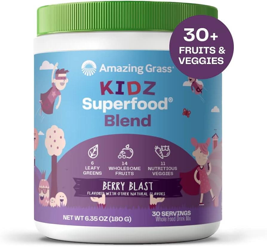 Amazing Grass Kidz Superfood: Organic Greens, Fruits, Veggies, Beet Root Powder & Probiotics for ... | Amazon (US)