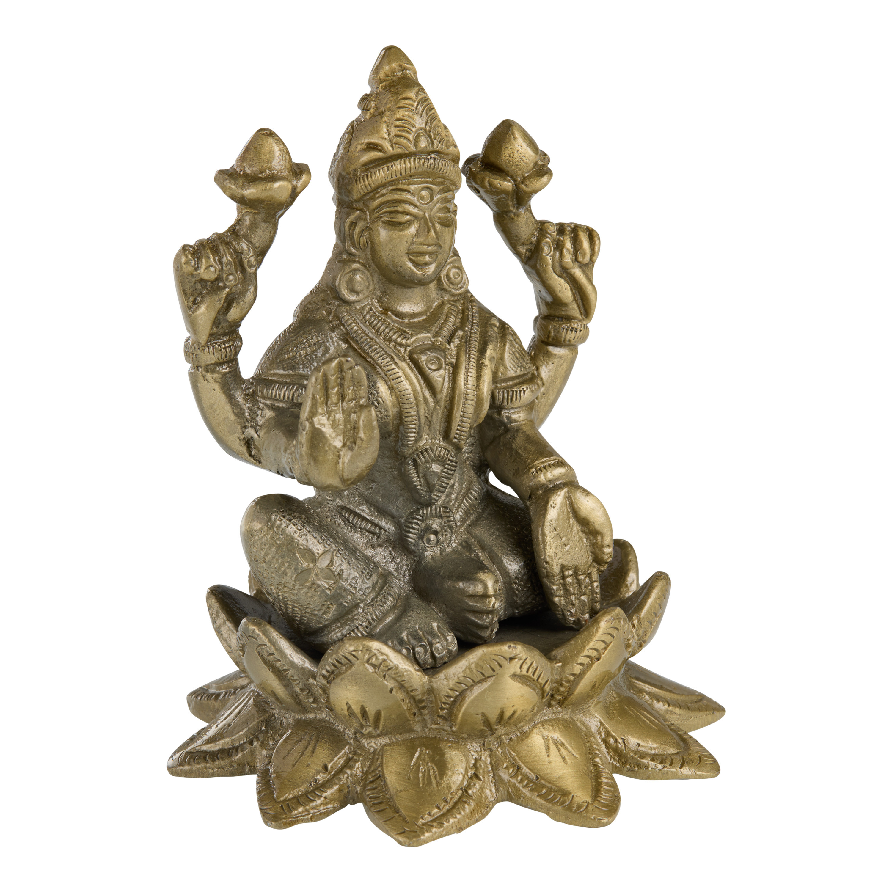 Antique Gold Metal Lakshmi on a Lotus Leaf Decor | World Market