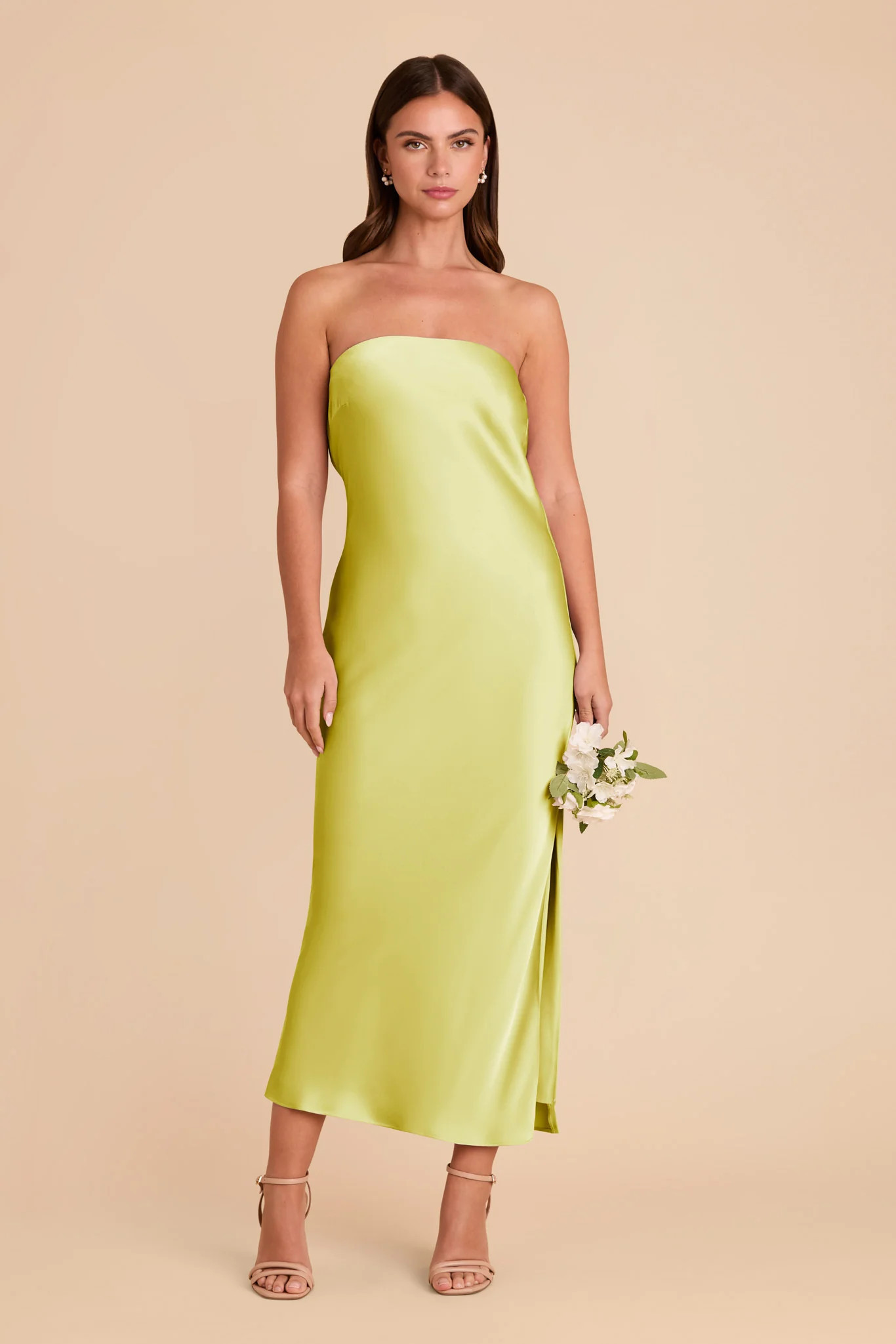 Chartreuse Bridesmaid Dress Matte Satin Size XS Birdy Grey Isla | Birdy Grey