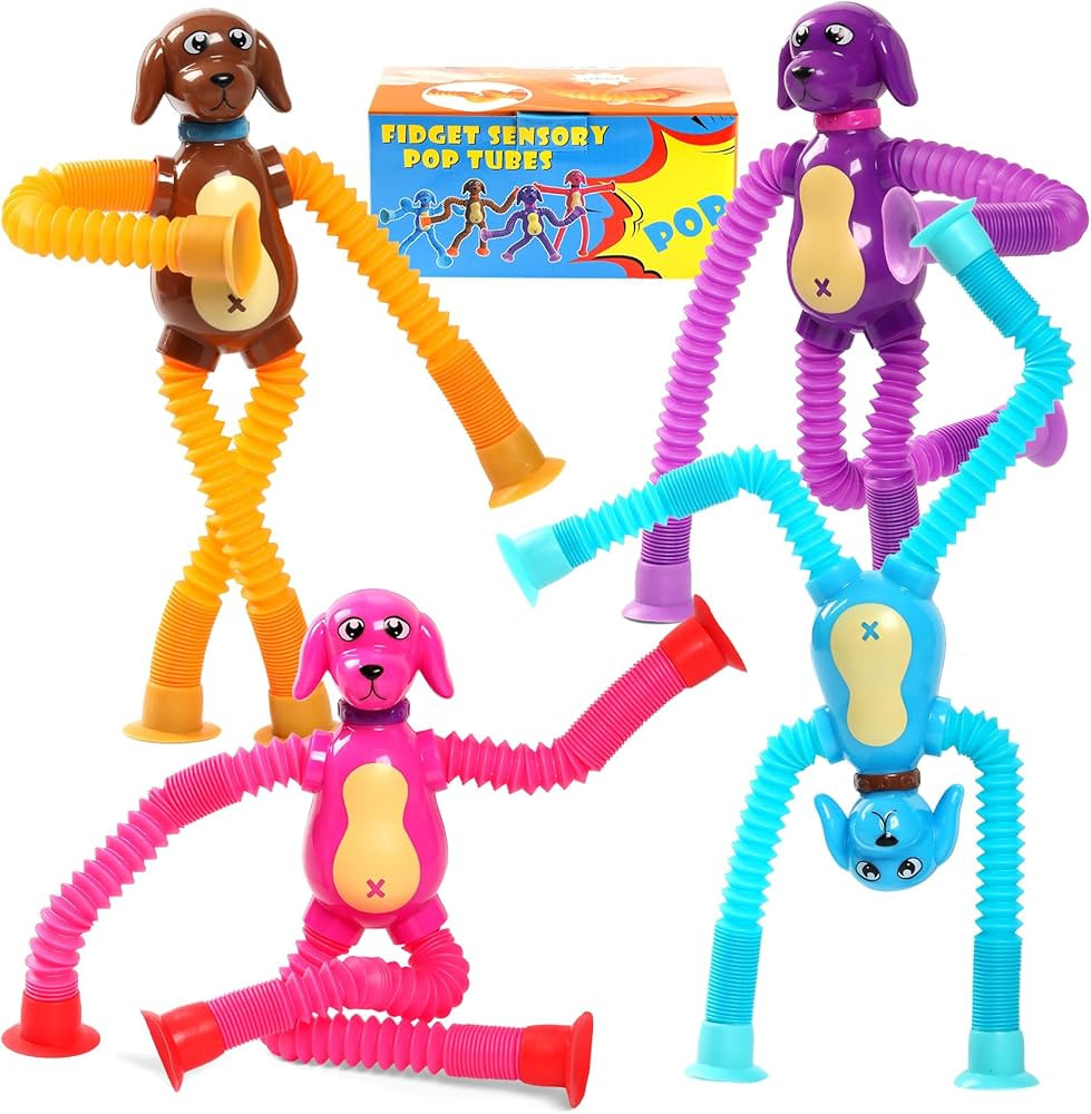 Kindergarten Graduation Gifts,4Pcs Dog Pop Tube Sensory Toys, Dog fidgets Suction ADHD Autism Toy... | Amazon (US)