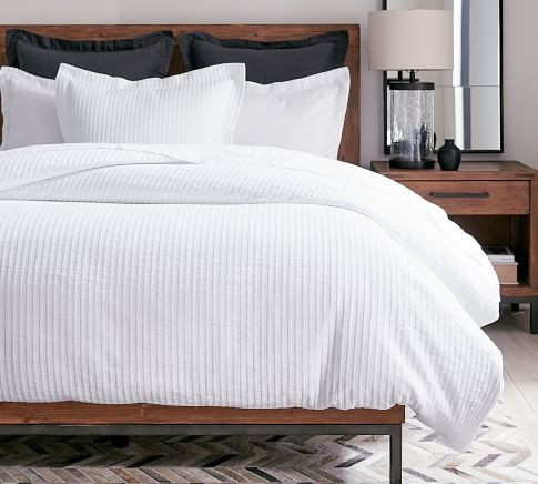Striped Matelasse Organic Cotton Duvet Cover | Pottery Barn (US)