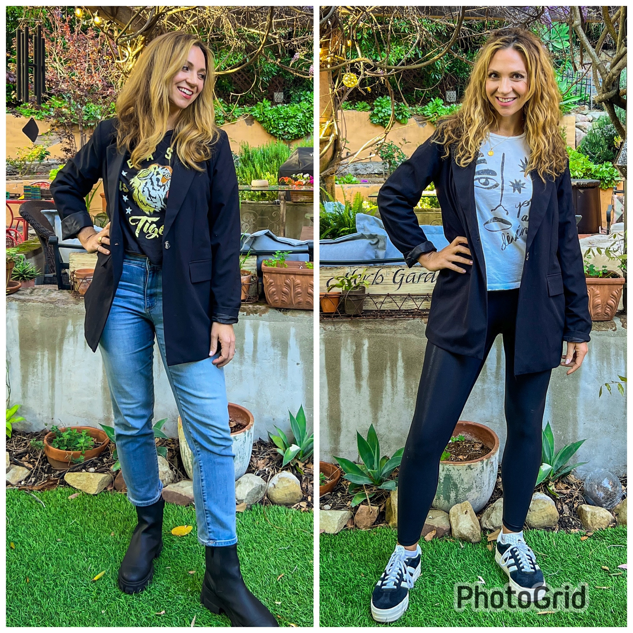 One oversized black blazer styled two ways. I’ve been searching for just the right black boxy oversized blazer and finally found it. At such a great price point too. I’m 5’ 7” and ordered my normal size medium. But I wanted this to hit lower on my thigh so for me I did not want to size down.  

This blazer is lightweight enough to wear well into spring and early fall — and even on a cool summer night. I love blazers over dresses, with jeans, shirts and leggings. I can’t wait to show you more ideas! 







Black leggings outfit | date night outfit | jeans | denim | adidas | spring outfit | spring transition outfit | affordable outfit | target style | classic | neutral outfits | errand outfit | coffee date | lunch date 

#LTKstyletip #LTKover40 #LTKfindsunder50