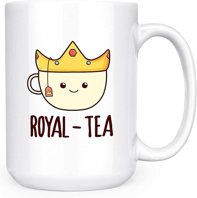Royal-Tea - Cute Funny Pun Royalty - Large 15oz Deluxe Double-Sided Tea Mug | Amazon (US)