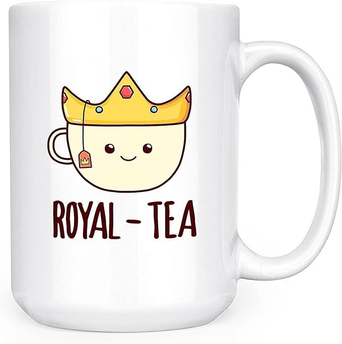 Royal-Tea - Cute Funny Pun Royalty - Large 15oz Deluxe Double-Sided Tea Mug | Amazon (US)