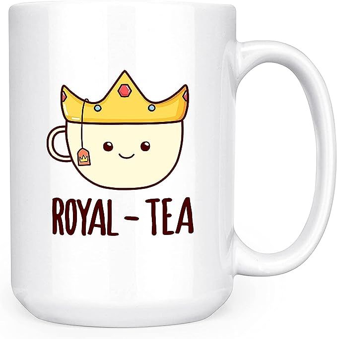 Royal-Tea - Cute Funny Pun Royalty - Large 15oz Deluxe Double-Sided Tea Mug | Amazon (US)