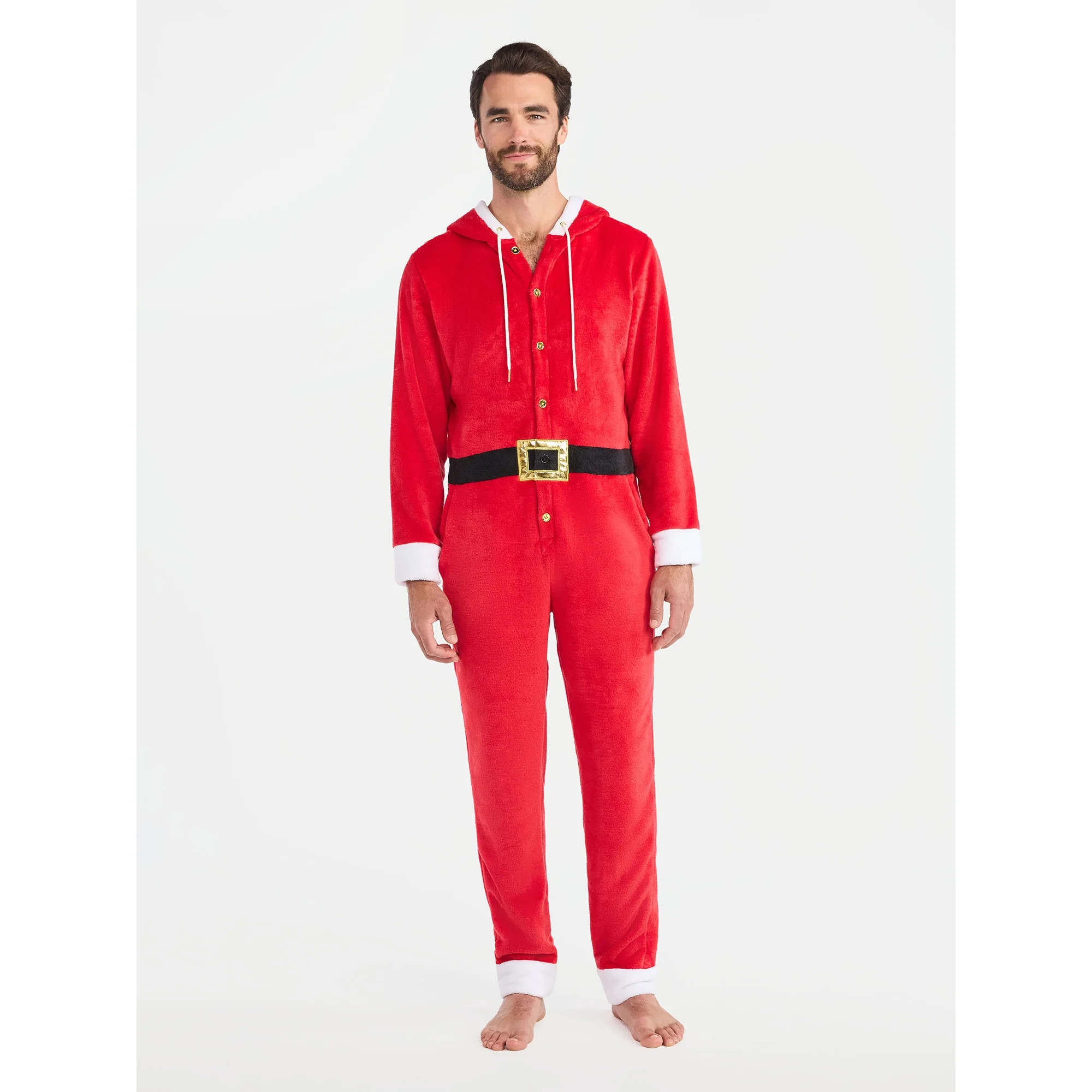 Christmas Men's SatnaCon Santa Suit One-Piece Union Suit from Holiday Time, Sizes M-XL | Walmart (US)