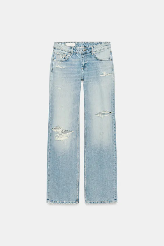 TRF WIDE-LEG-JEANS MIT NIEDRIGEM BUND UND RISSEN | Zara DE