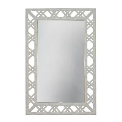 W Home Bamboo-Look 20-Inch x 30-Inch Rectangular Wall Mirror in Glossy White | Bed Bath & Beyond | Bed Bath & Beyond