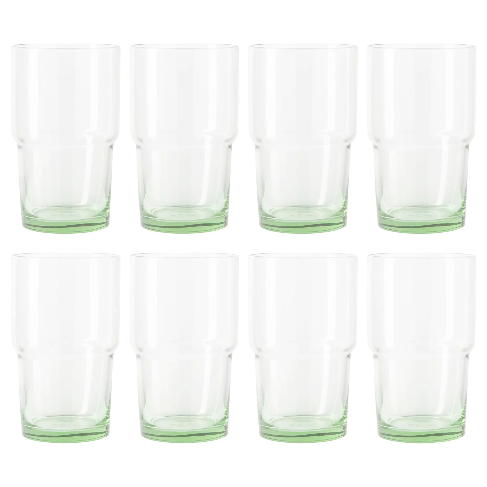 Better Homes & Gardens Clear Green Glass, Glassware, 8 Pack, 15 oz | Walmart (US)