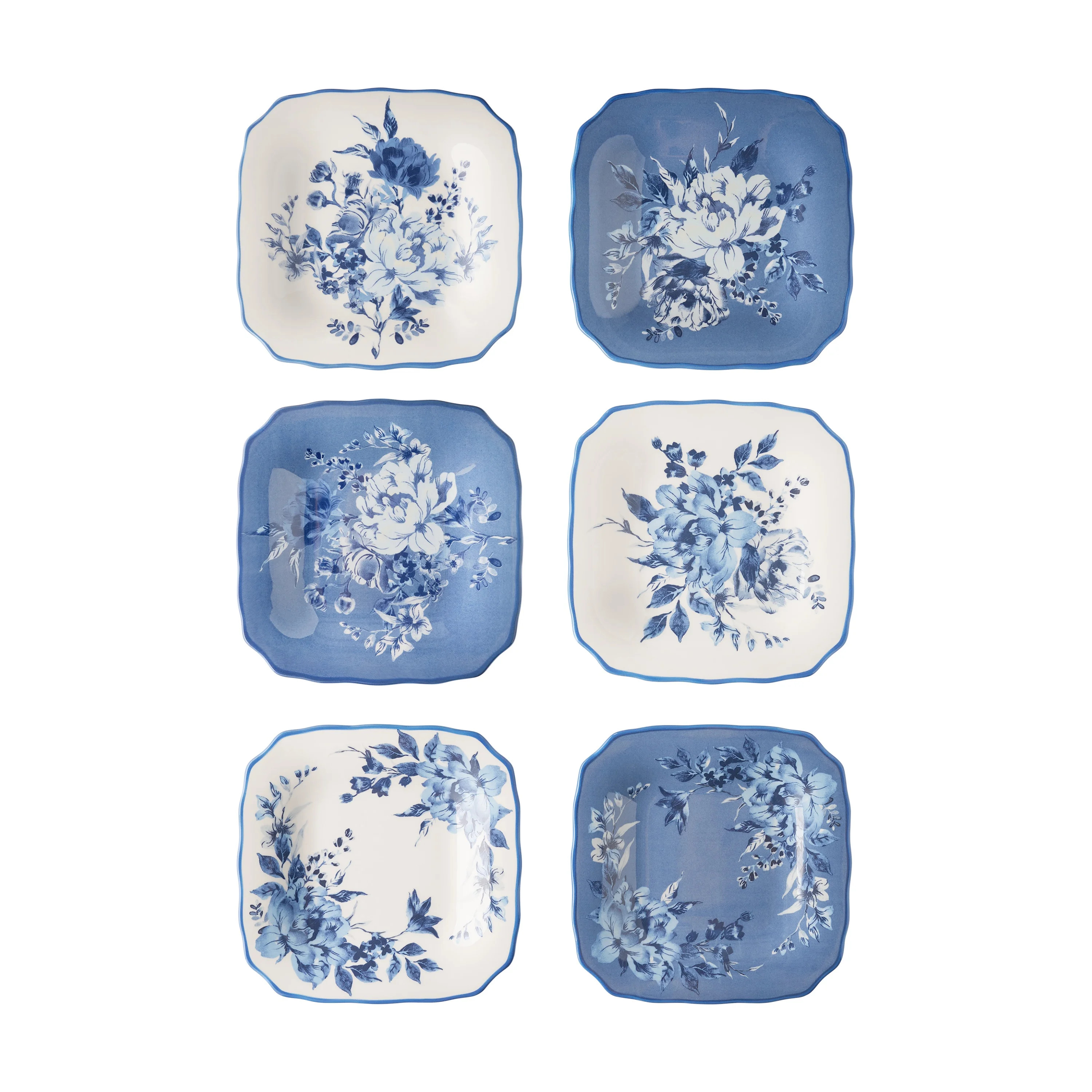 The Pioneer Woman Delilah Stoneware Appetizer Plates, Blue, Set of 6 | Walmart (US)