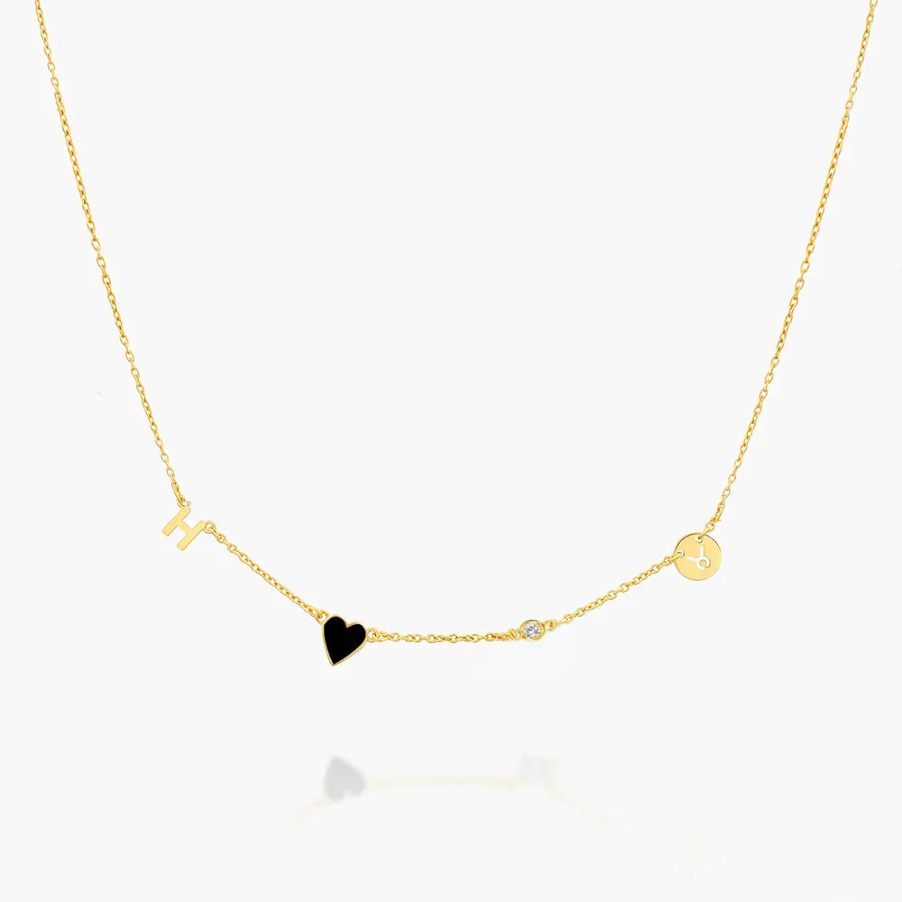 Inez Initial Heart Necklace with Diamond - Gold Vermeil | Oak & Luna (US)