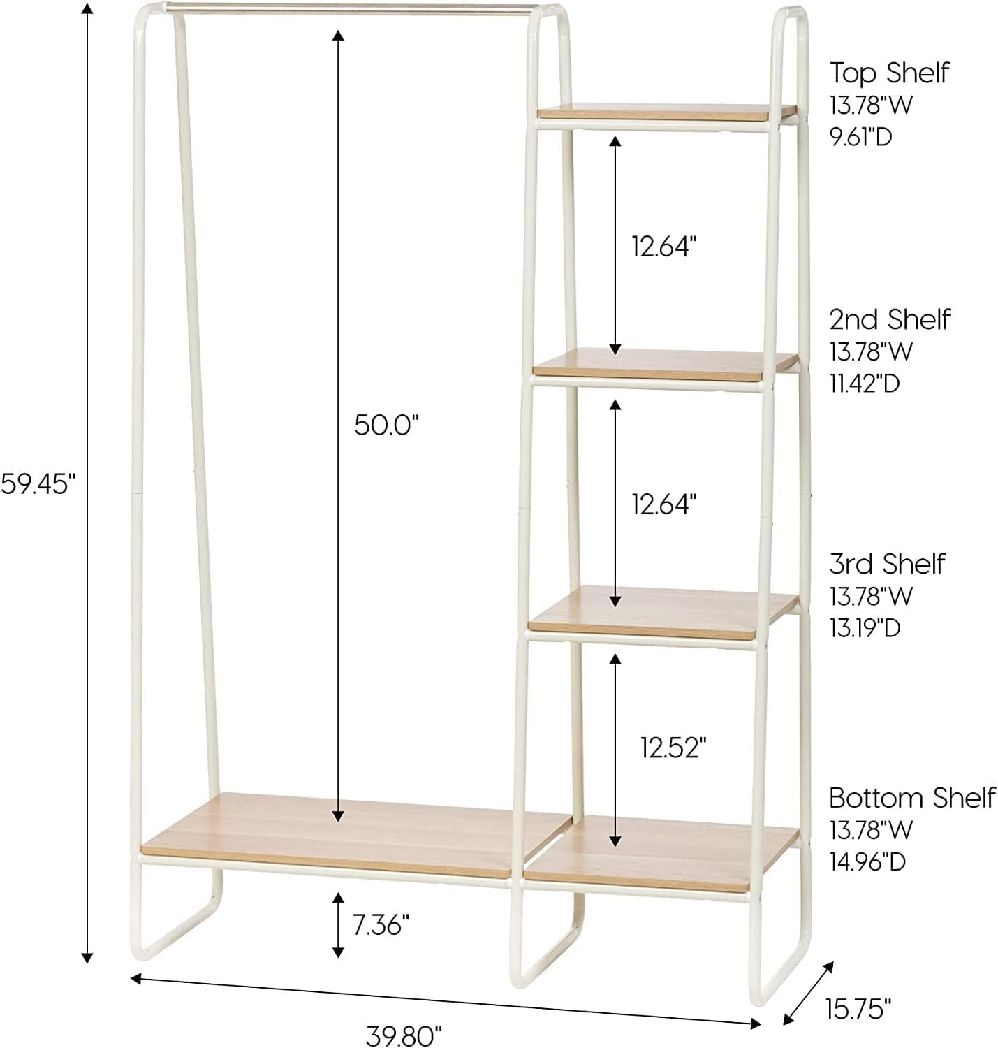 IRIS USA Clothes Rack for Hanging Clothes with 4 Wood Shelves, Freestanding Clothing Rack, Easy t... | Amazon (US)