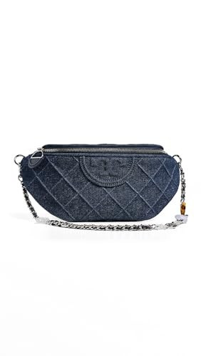 Tory Burch Women's Fleming Denim Charm Belt Bag, Blue, One Size | Amazon (US)
