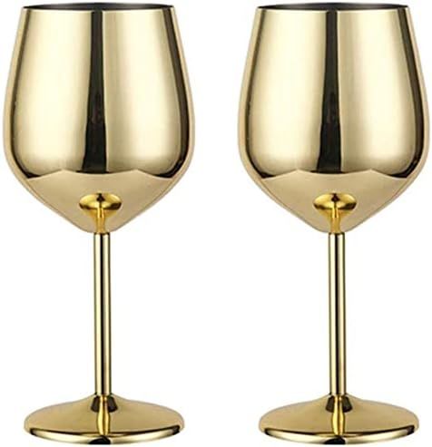Stainless Steel Unbreakable Stemmed Wine Glasses, Steel Wine Goblets gold Set of 2, 17 oz Wine Go... | Amazon (US)