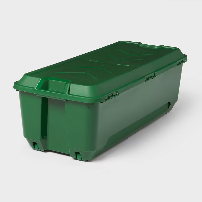 172qt Christmas Tree Storage Tote with Wheels - Brightroom™: Green, Polypropylene, Latches, 45.... | Target
