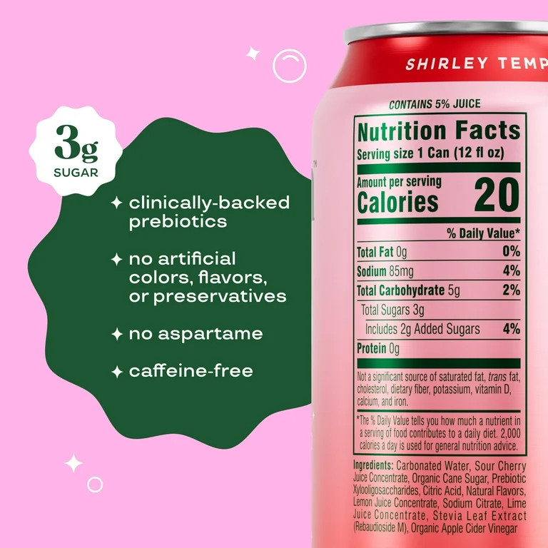 Bloom Nutrition Pop Shirley Temple Prebiotic Soda, 12 fl oz, 4 Pack Cans | Walmart (US)