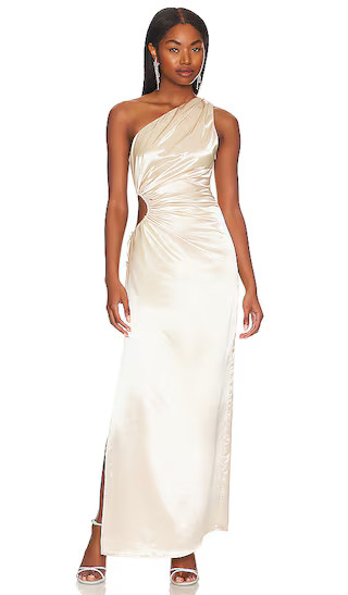 Eliza Cut Out Dress in Champagne | Revolve Clothing (Global)