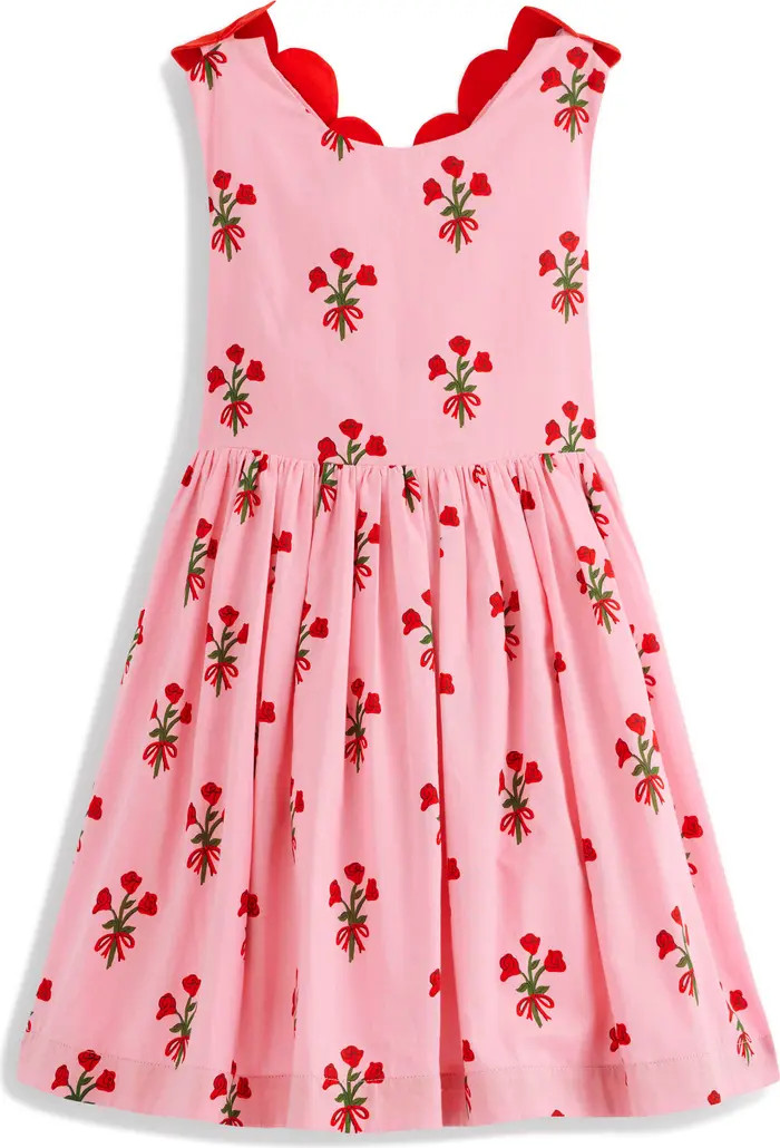 Kids' Rose Print Heart Cross Back Dress | Nordstrom
