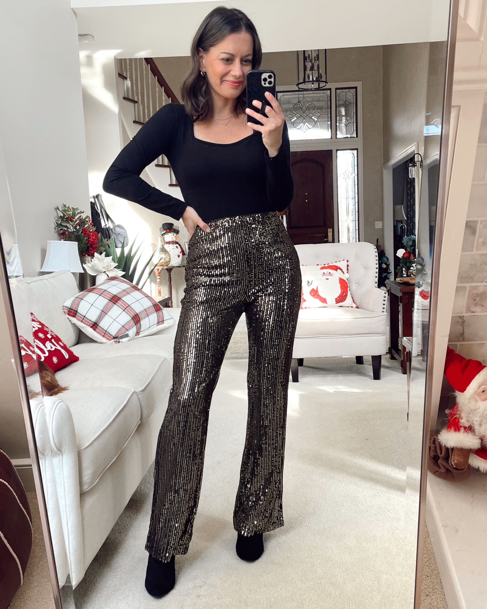 New Year’s Eve outfit! Amazon sequin pants (true to size wearing a small), amazon bodysuit (true to size wearing a small) 

#LTKHoliday #LTKSeasonal #LTKunder50