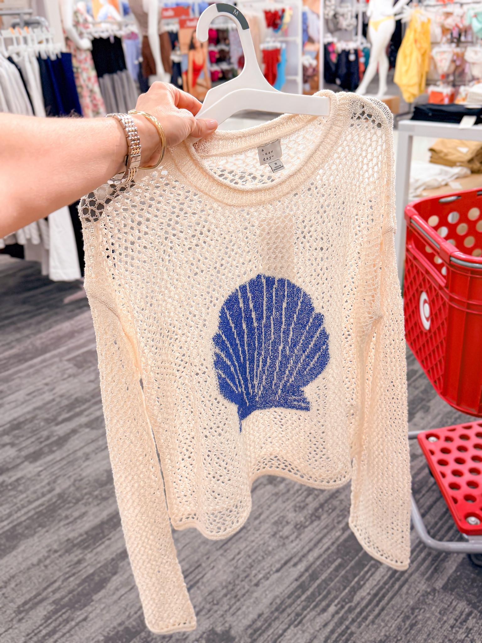 Open work pullover shell sweater 