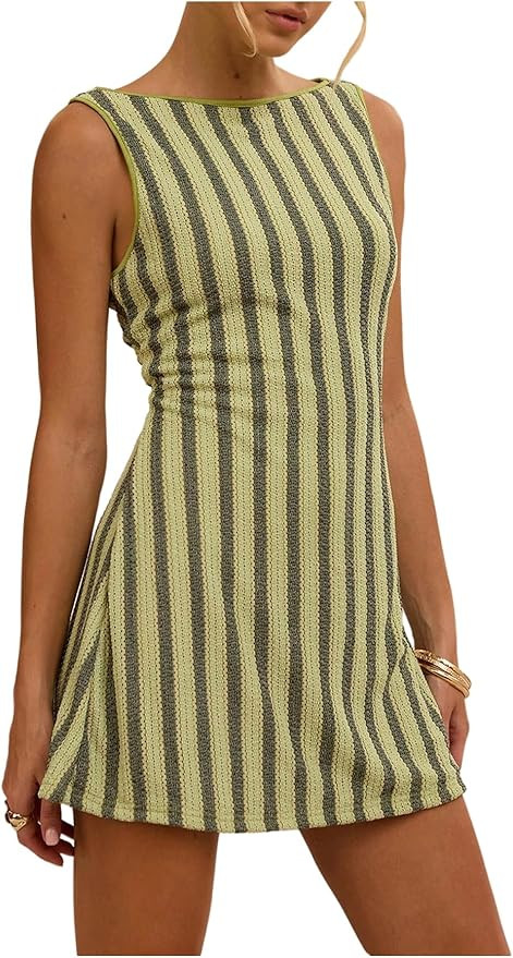 GORGLITTER Women's Crochet Vacation Summer Mini Dress Sundresses Boho Beach Hawaiian Party Club G... | Amazon (US)