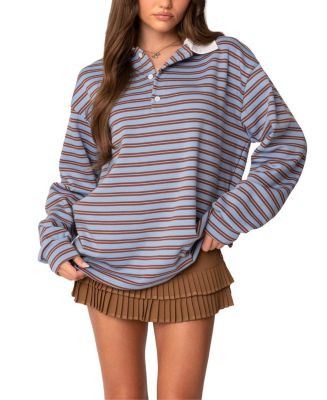 Edikted Stripey Oversized Collared Shirt  | Bloomingdale's Women | Bloomingdale's (US)