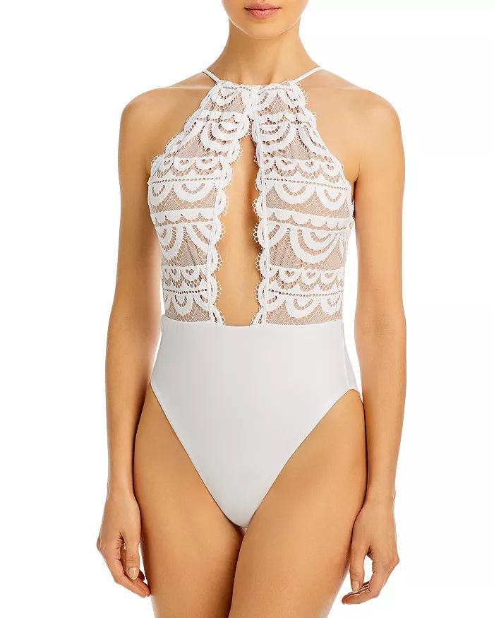 Keyhole Lace Halter One Piece Swimsuit | Bloomingdale's (US)