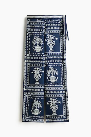 H & M - Printed Tie-Detail Pants - Dark Blue/Flowers | H&M (US + CA)