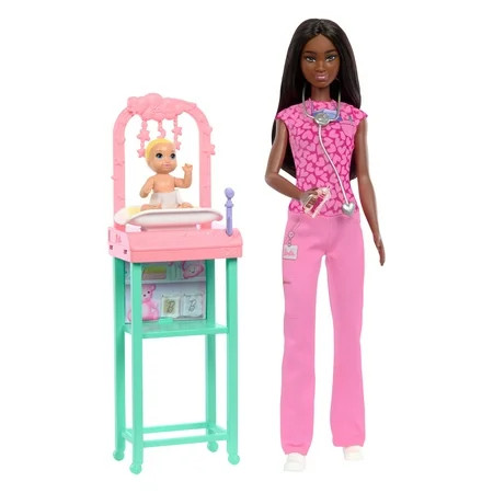 Barbie Baby Doctor Doll with Brunette Fashion Doll, 1 Baby Doll, Furniture & Accessories | Walmart (US)