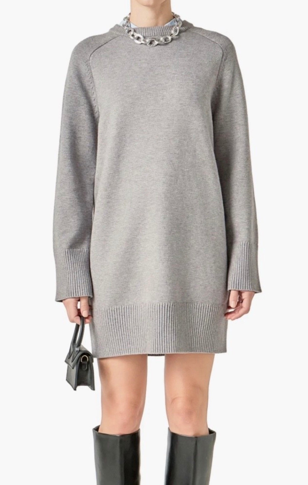 Grey sweater dress
Gray sweater dress 
Winter Outfit 
#LTKFindsUnder100
