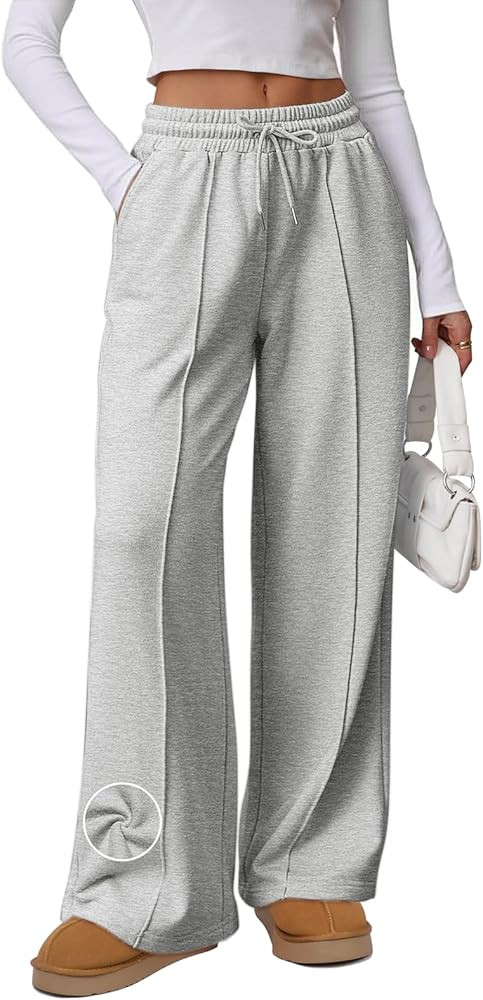 ATHMILE Womens Wide Leg Sweatpants High Waisted Baggy Pants Fashion Teen Girl Drawstring Athletic... | Amazon (US)
