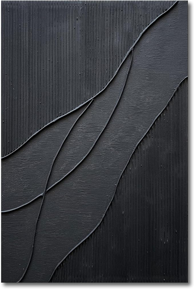 NANKAI Art hand-painted Thick Texture Black Minimalist Oil Painting 45x30 Inch Large Home Wall De... | Amazon (US)