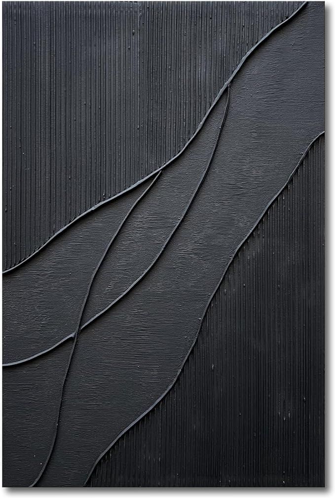 Art hand-painted Thick Texture Black Minimalist Oil Painting 45x30 Inch Large Home Wall Decorativ... | Amazon (US)