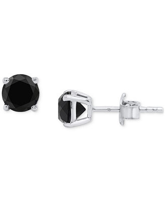 Black Diamond Stud Earrings (2 ct. t.w.) in Sterling Silver | Macy's
