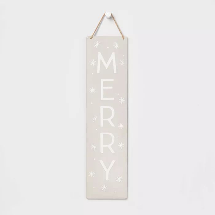 Long Metal Hanging Merry Sign White - Wondershop™ | Target