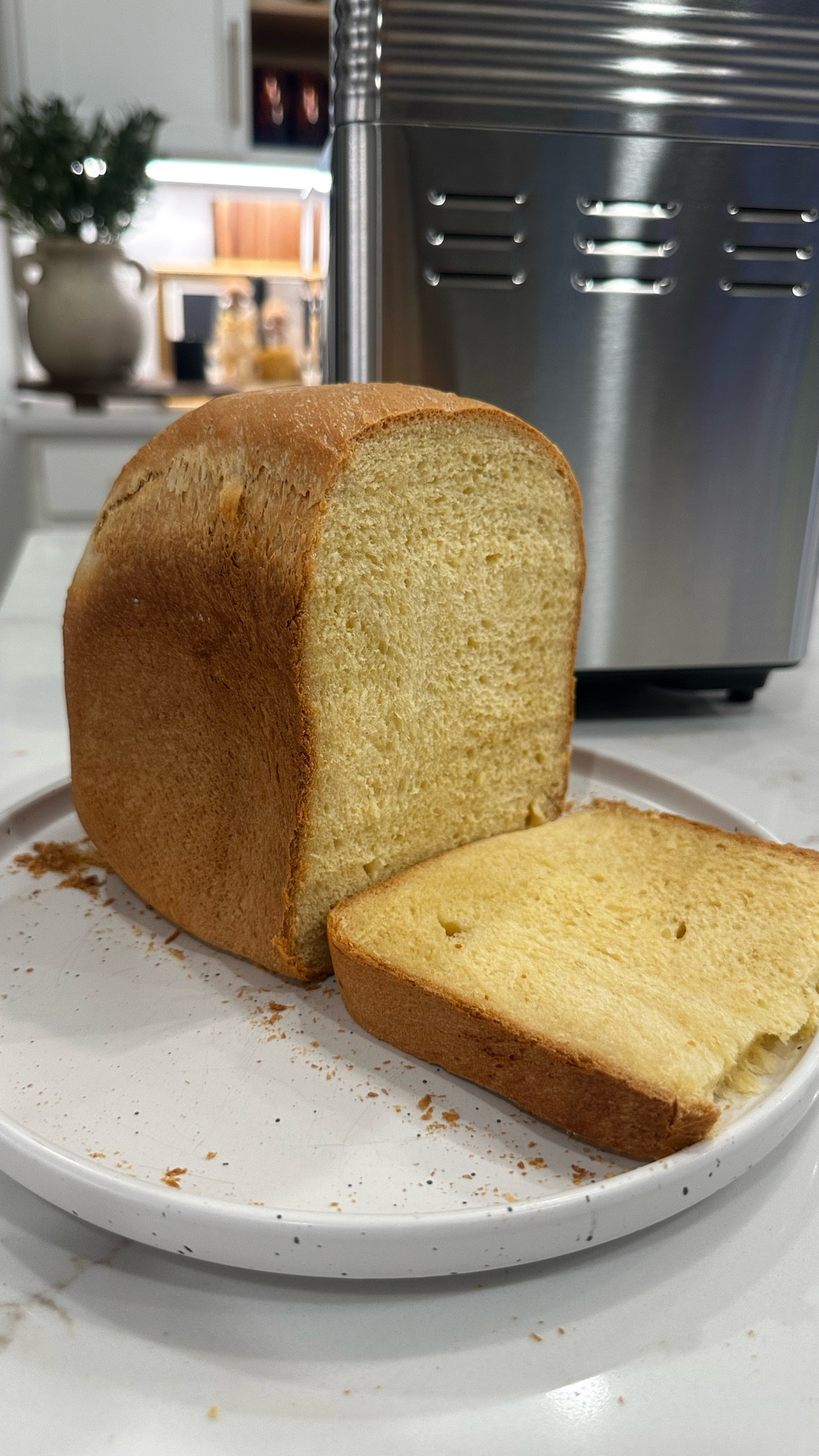 And this, ladies and gentlemen, is why you should always read the instructions 🥴 Not how I saw this going but at least I made a pretty good loaf of sandwich bread for my first try. It would make a really, really big sandwich but a good sandwich nonetheless 😂😂😂 #bread #homemadebread #breadmaking 

#LTKfoodie #LTKHome #LTKmomlife