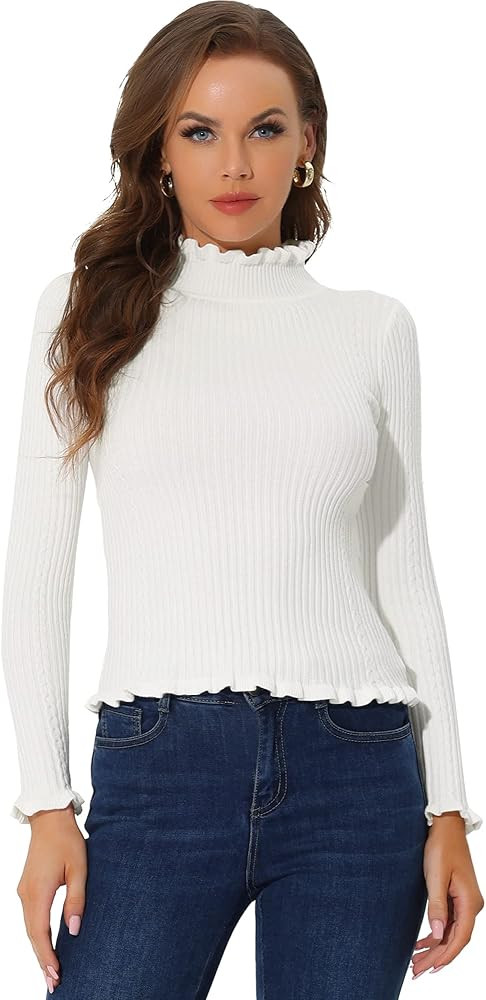 Allegra K Women's St Patrick's Day Classic-fit Lightweight Long Sleeves Ruffle Mock Neck Pullover... | Amazon (US)