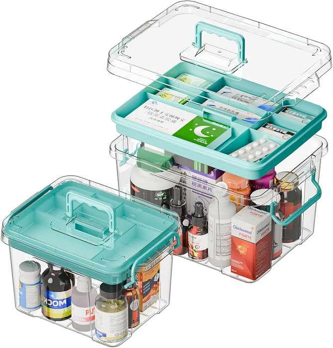 Covetree 2-Pack Clear Plastic Medicine Storage Organizer & First Aid Box \u2013 Multi-Layer Medic... | Amazon (US)