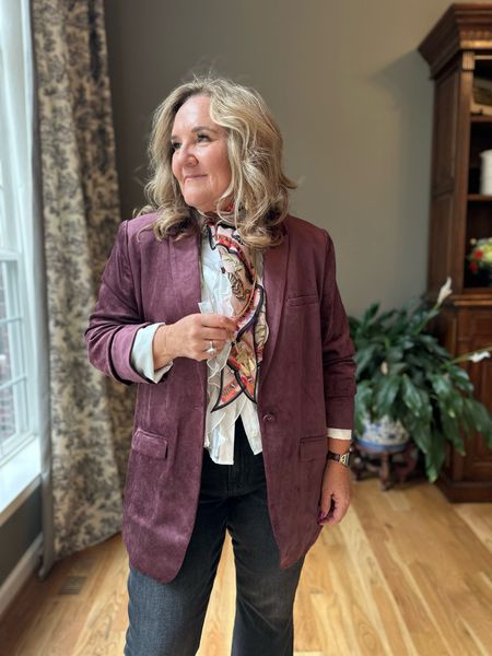 Casual holiday outfit 
Cabi runs large. Blazer is oversized. Jeans you can size down. I’m in a 12/31
Christmas party outfit Christmas outfit Christmas Eve

#LTKparties #LTKover40 #LTKHoliday