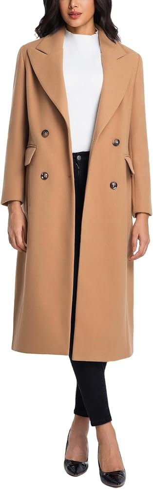IDEALSANXUN Womens Long Wool Coats Double Breasted Trench Coat Fall Winter Dressy Peacoat Jackets | Amazon (US)