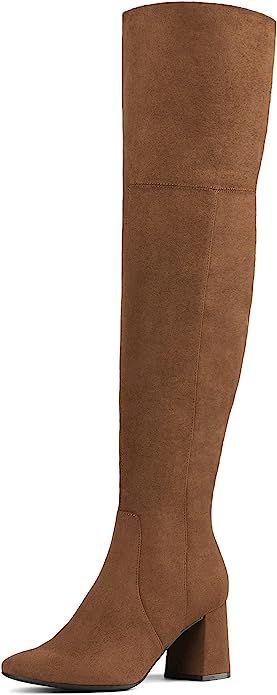 DREAM PAIRS Women’s Thigh High Over the Knee Fashion Chunky Heel Long Boots | Amazon (US)