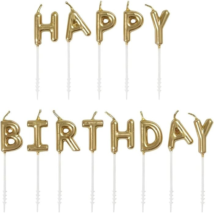 Elegant Gold "Happy Birthday" Letter Pick Candles - Stunning & Unique Design - Perfect Decoration... | Amazon (US)