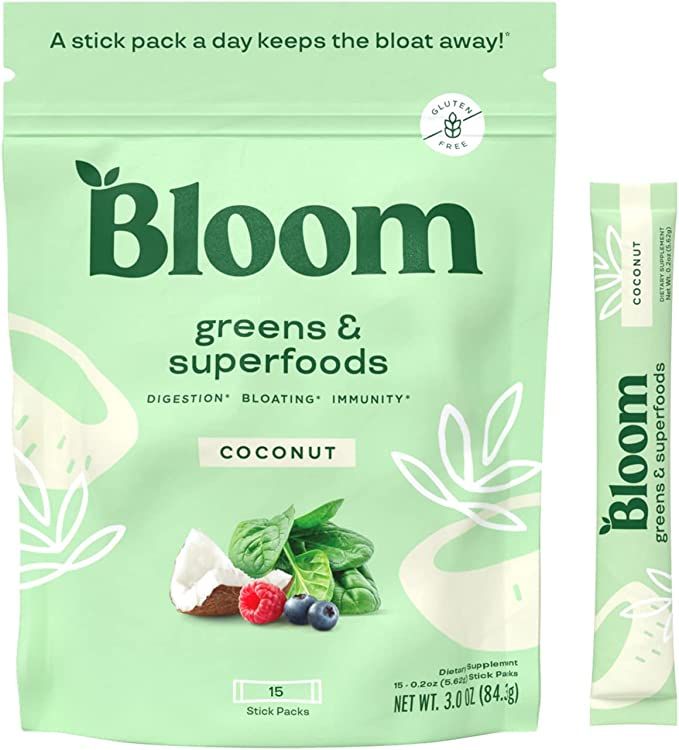 Bloom Nutrition Super Greens Powder Smoothie Mix, 15 To Go Stick Packs - Probiotics for Digestive... | Amazon (US)