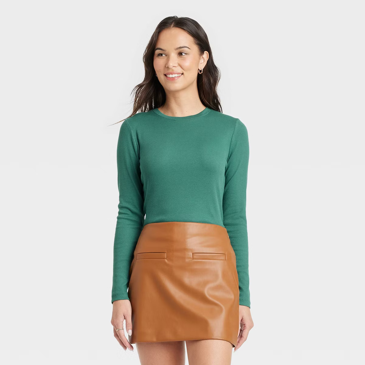 Women's Slim Fit Long Sleeve Ribbed T-Shirt - A New Day™ | Target