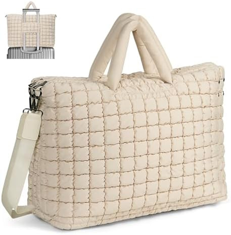 Quilted Duffle Bag for Travel, Large Puffer Duffel Weekender Bags Soft Gym Tote, Big Puffy Carry ... | Amazon (US)