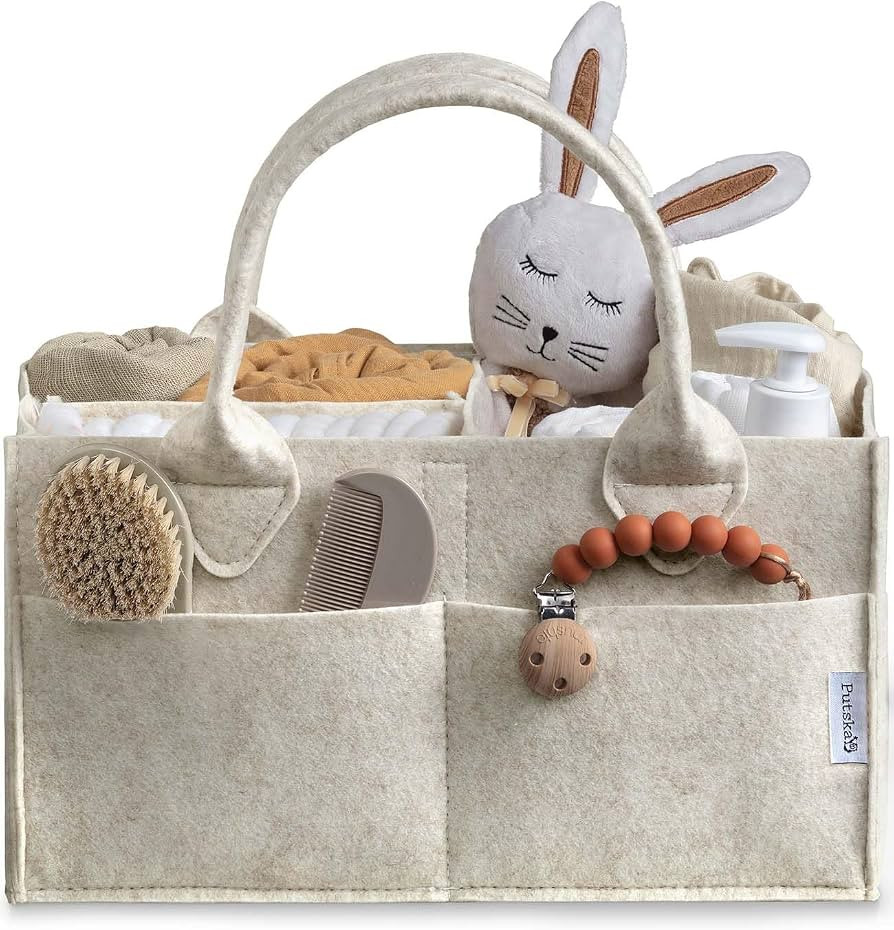 PUTSKA Baby Diaper Caddy Organizer - Nursery Storage Basket for Diaper Station, Baby Basket Showe... | Amazon (US)