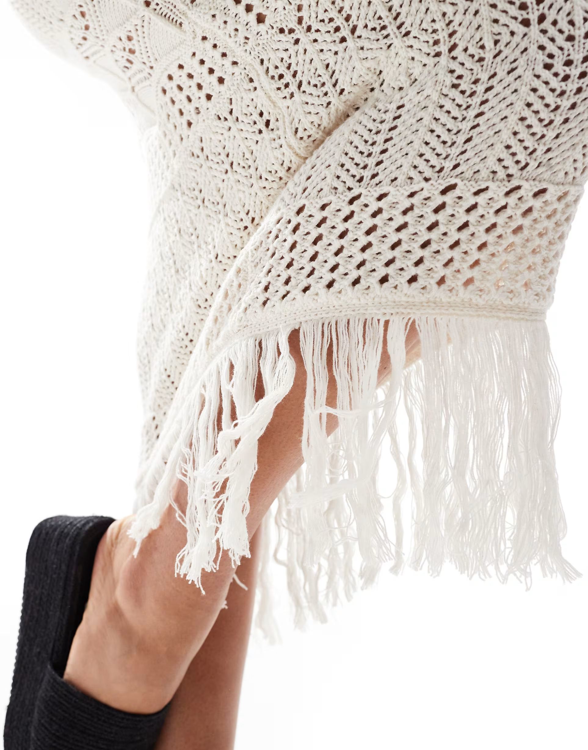 Miss Selfridge beach crochet fringe detail maxi skirt in cream | ASOS | ASOS (Global)